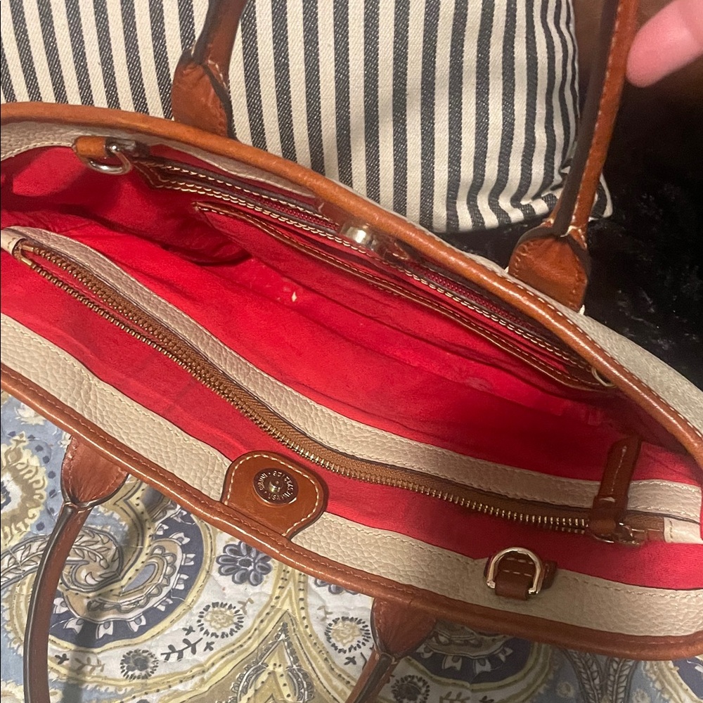 Dooney & Bourke Tan and Brown Leather Tote - Picture 3 of 5
